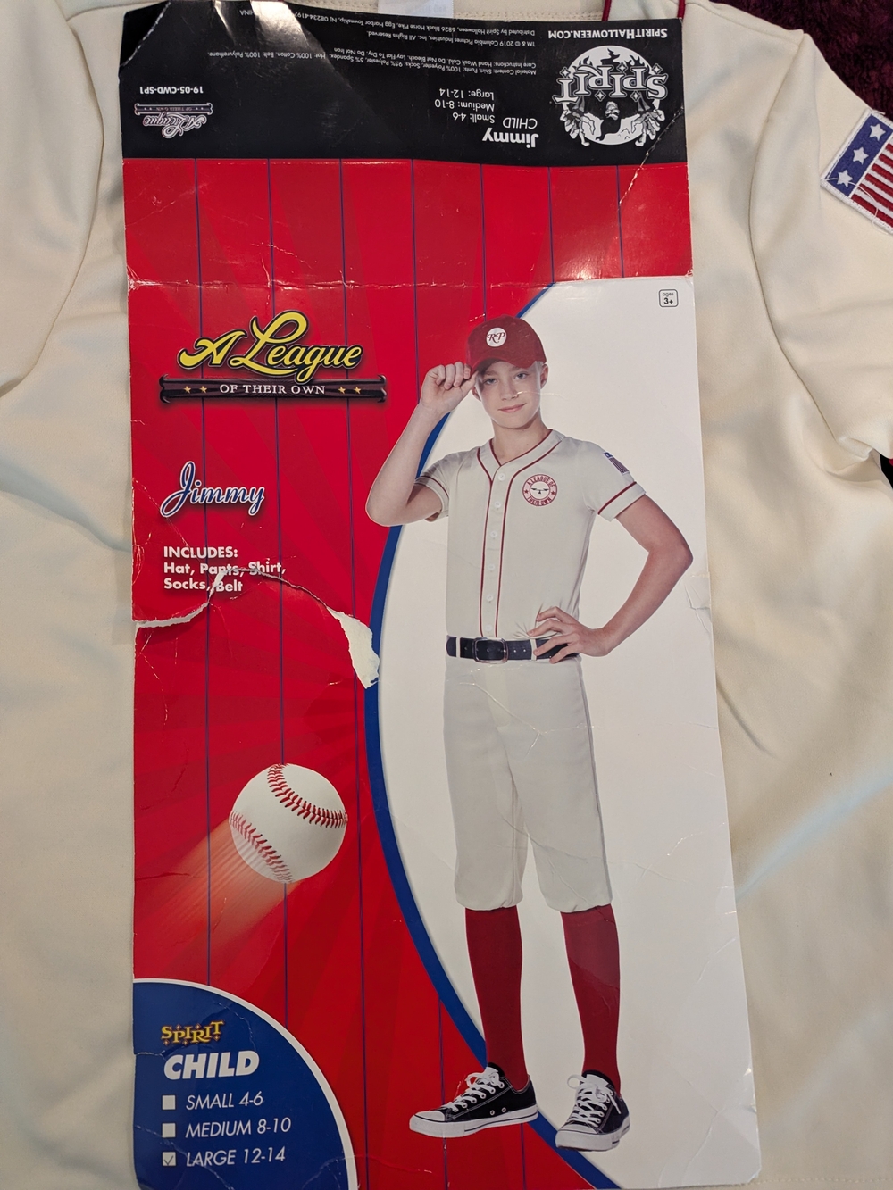A League Of Their Own, Jimmy costume. Kids Large (12/14)